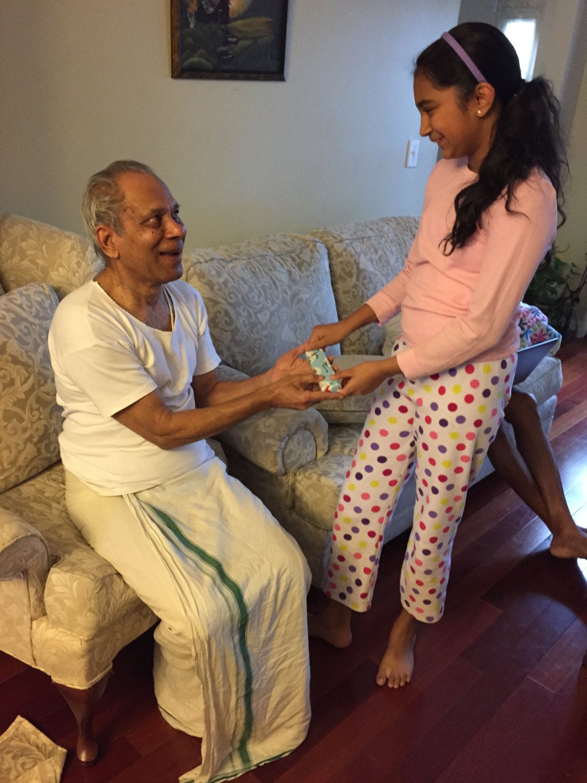 With his grandchild